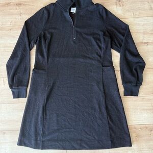 CAbi Cozy Cuddle 1/4 Zip Dress Black Burgundy Size M Soft Knit